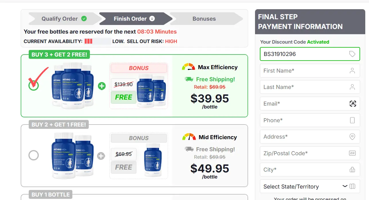 Arthro MD Canada Order Page